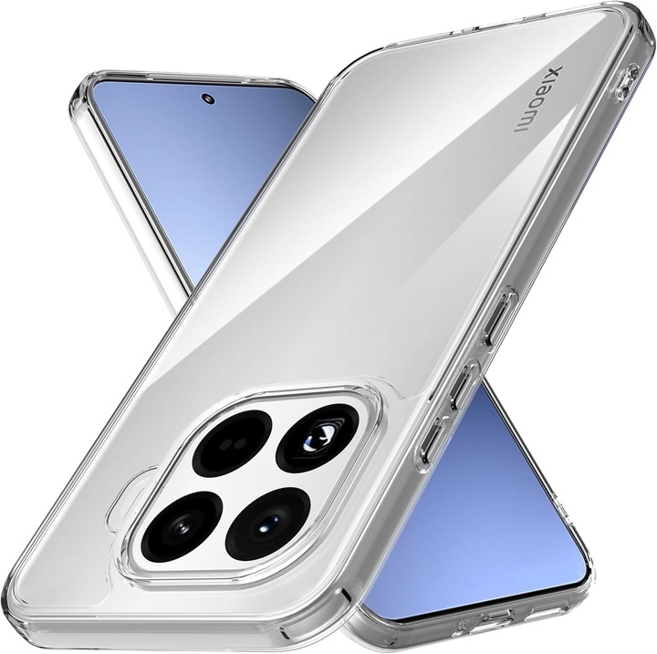 Калъф за телефон, съвместим с Xiaomi 15T Pro, TPU и поликарбонат, устойчив на надраскване, прозрачен