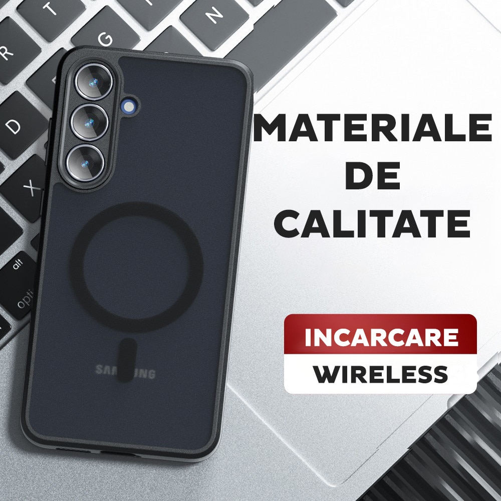 Husa pentru Samsung Galaxy A26 5G Daden® PureFrost MagSafe, Incarcare wireless, Protectie sporita, Anti-amprenta, Negru fumuriu