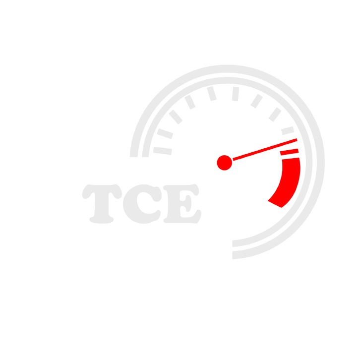 Sticker auto moto decorativ, tuning, rezistent la apa si UV, turometru TCE, 20cm, alb