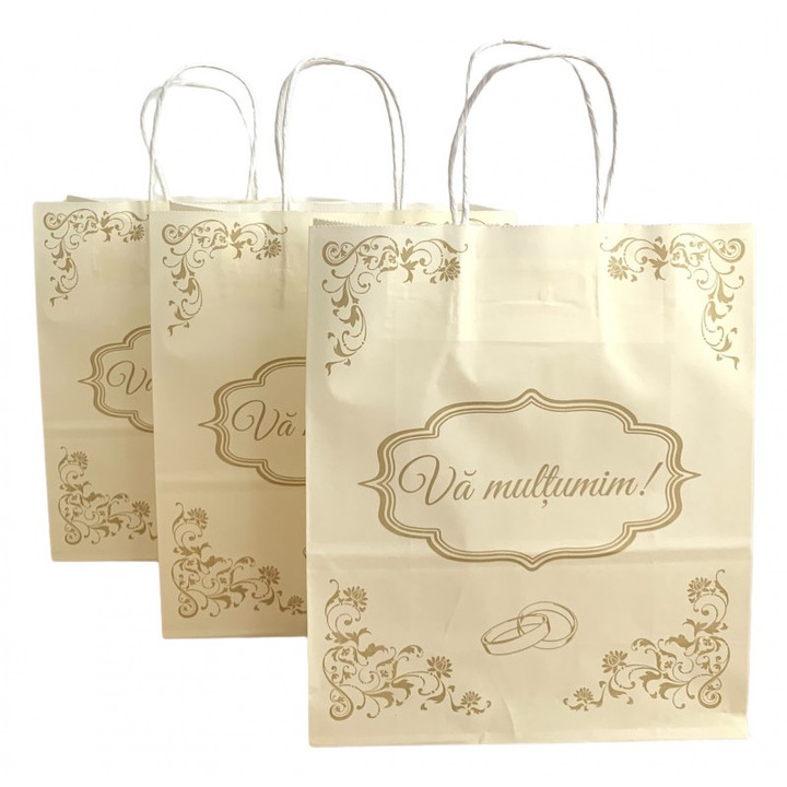 Sacosa hartie “Va multumim” – 22x11x28 cm – 100 bucati