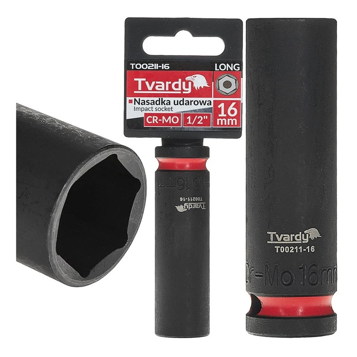Cheie tubular de impact in 6 puncte 1 / 2", Cr-Mo, Tvardy T00211-16