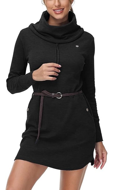 Rochie sport pentru femei deasupra la genunchi, maneci lungi, gri inchis, Gri