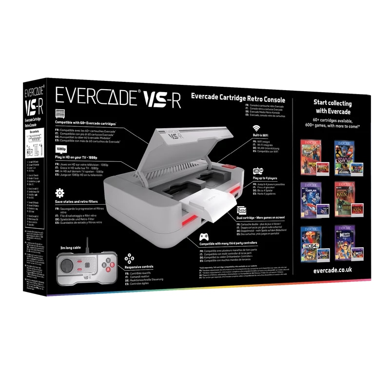 Consolă jocuri retro Evercade VS-R Solo, Full HD 1080p, Wi-Fi, controller inclus, 197x126x48mm