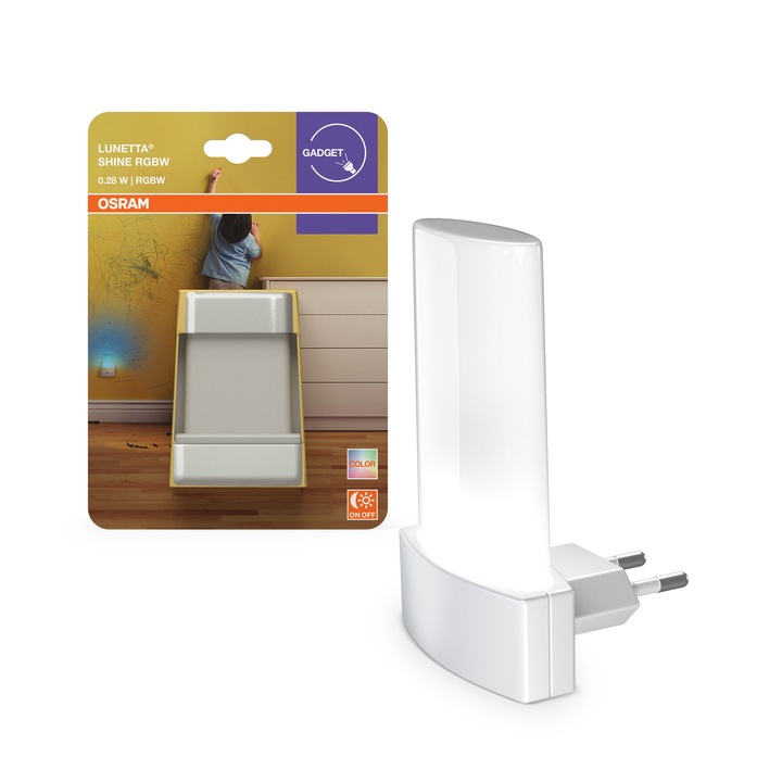 Lampa de veghe LED OSRAM Lunetta Shina RGBW, 0.28W, lumina alba/colorata, 220-240V, Alb