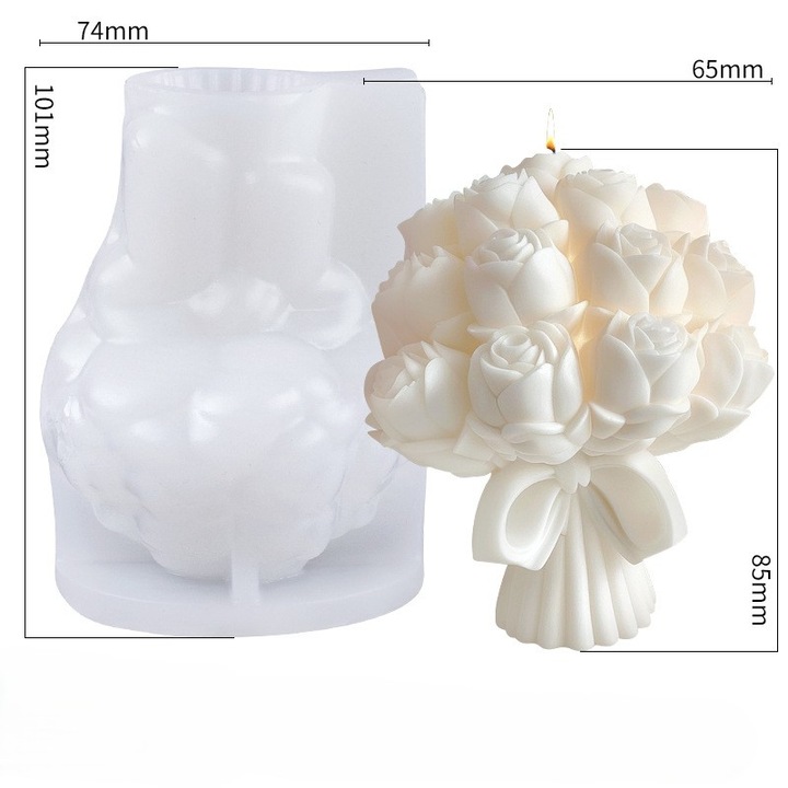 Matrita de silicon, Milmatt, Buchet trandafir, pentru lumanari, non toxic
