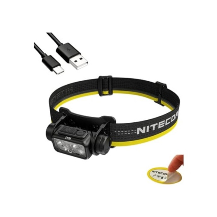 Акумулаторен фенер, 1400 лумена, USB C, черен, за къмпинг, бягане или работа