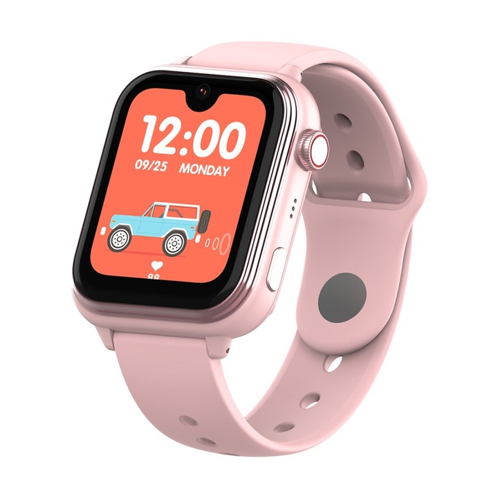 Gyermek Okosóra Wonlex KT37 Ultra-Slim, AI, AMOLED, Telefonfunkcióval, GPS Helymeghatározással, 4G, Alkalmazásbolt, Rózsaszín