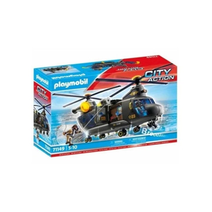 Set jucarie avion de politie PLAYMOBIL, plastic, multicolor