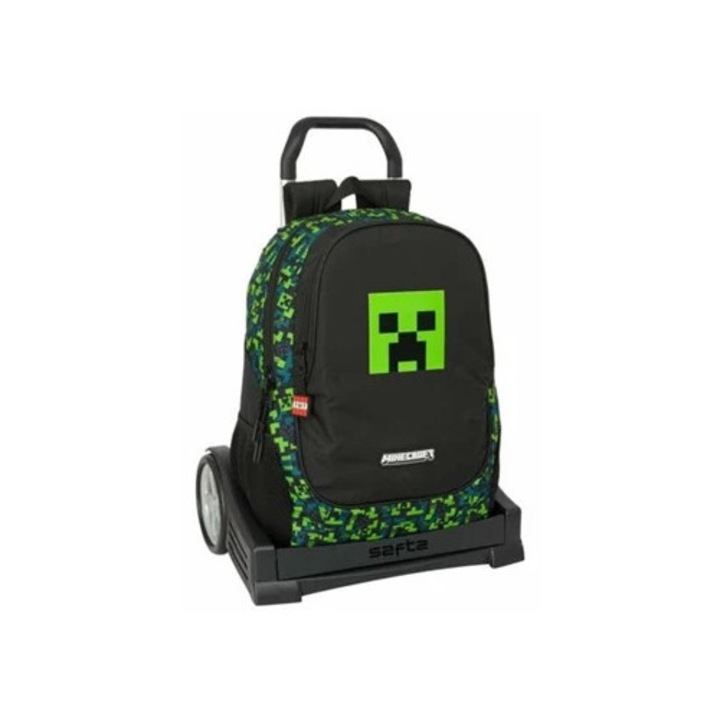 Ghiozdan scolar cu roti Minecraft Evolution, negru