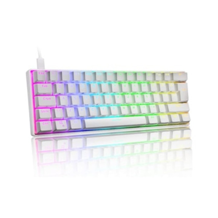 Tastatura mecanica gaming 60%, 61 taste, iluminare LED, cablu Type-C, rezistenta la apa, multicolor