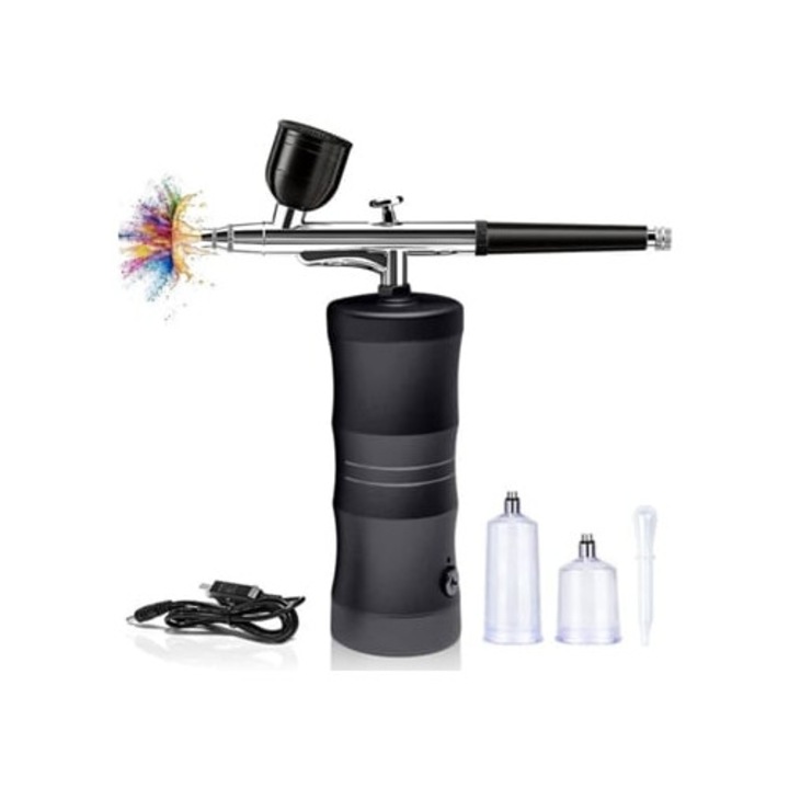 Pistol de vopsit portabil mini cu kit compresor CHRONUS, aurie