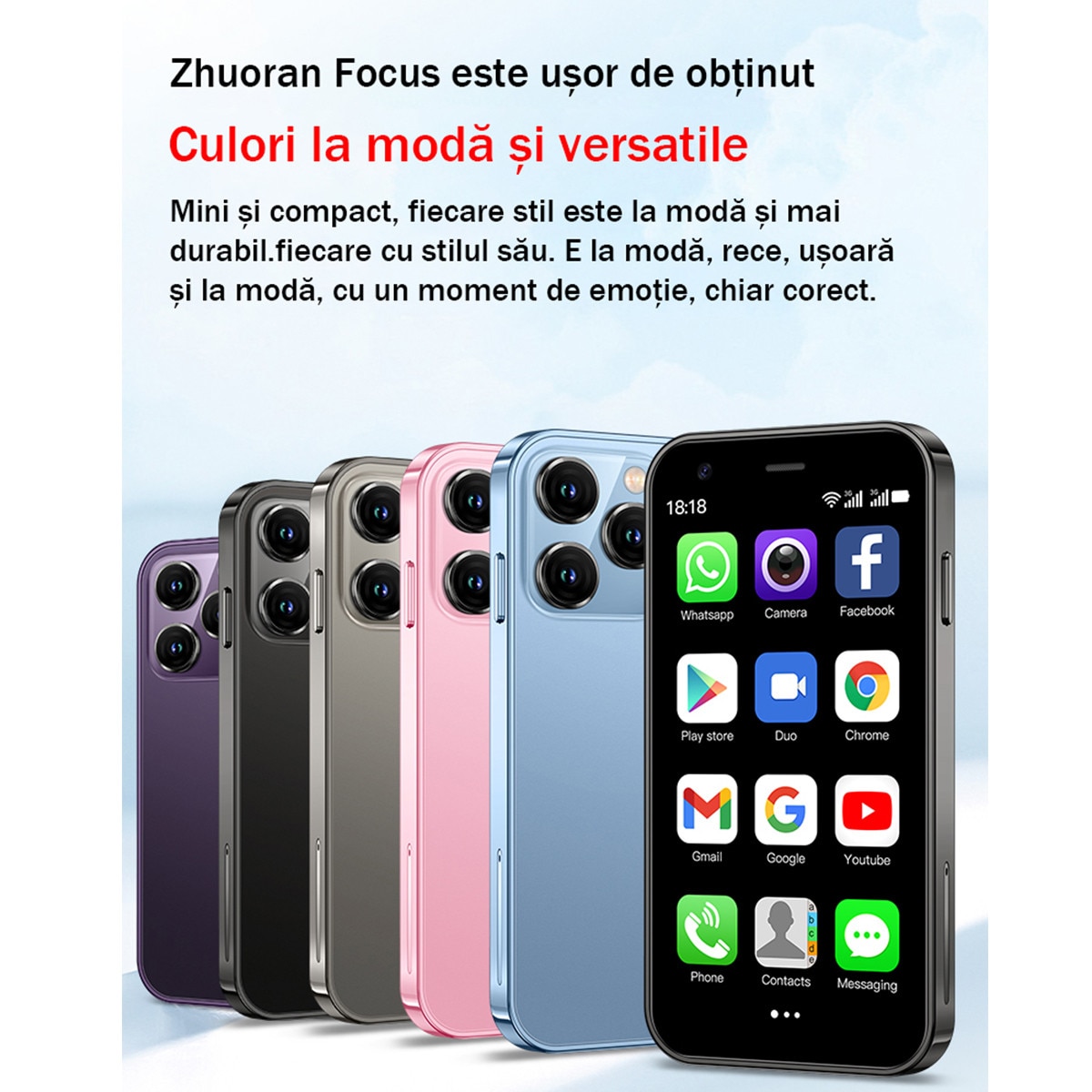 Mini smartphone ONEMYTH XS15 gri, 3G, 3.0 inch, 2GB RAM, 16GB ROM