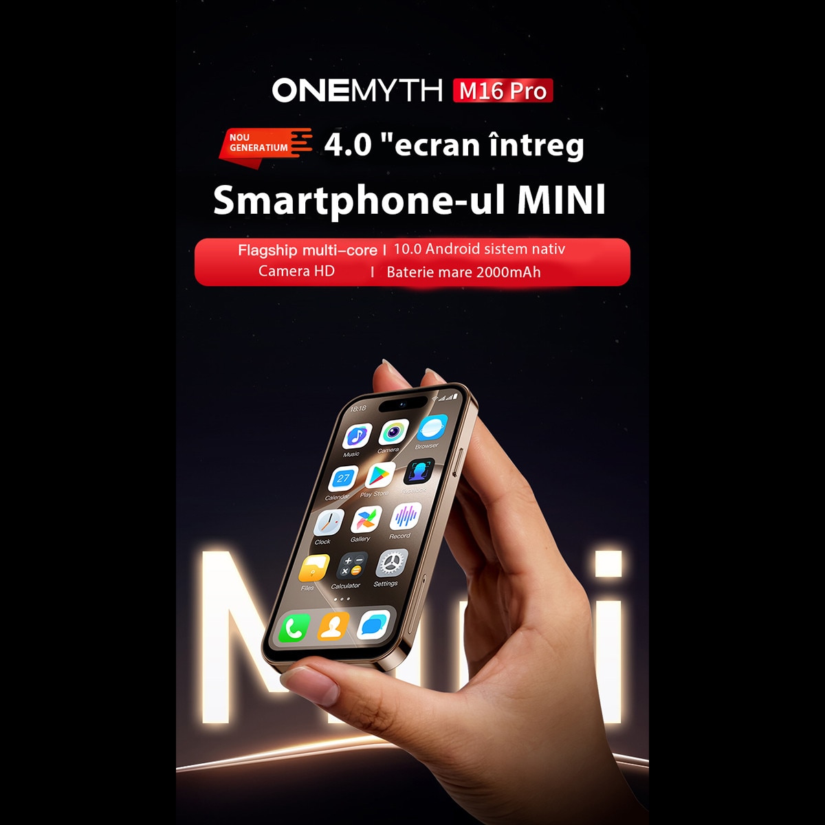 Telefon Mobil ONEMYTH M16 Pro, 4.0-inch, 2GB RAM, 16GB ROM, Gri