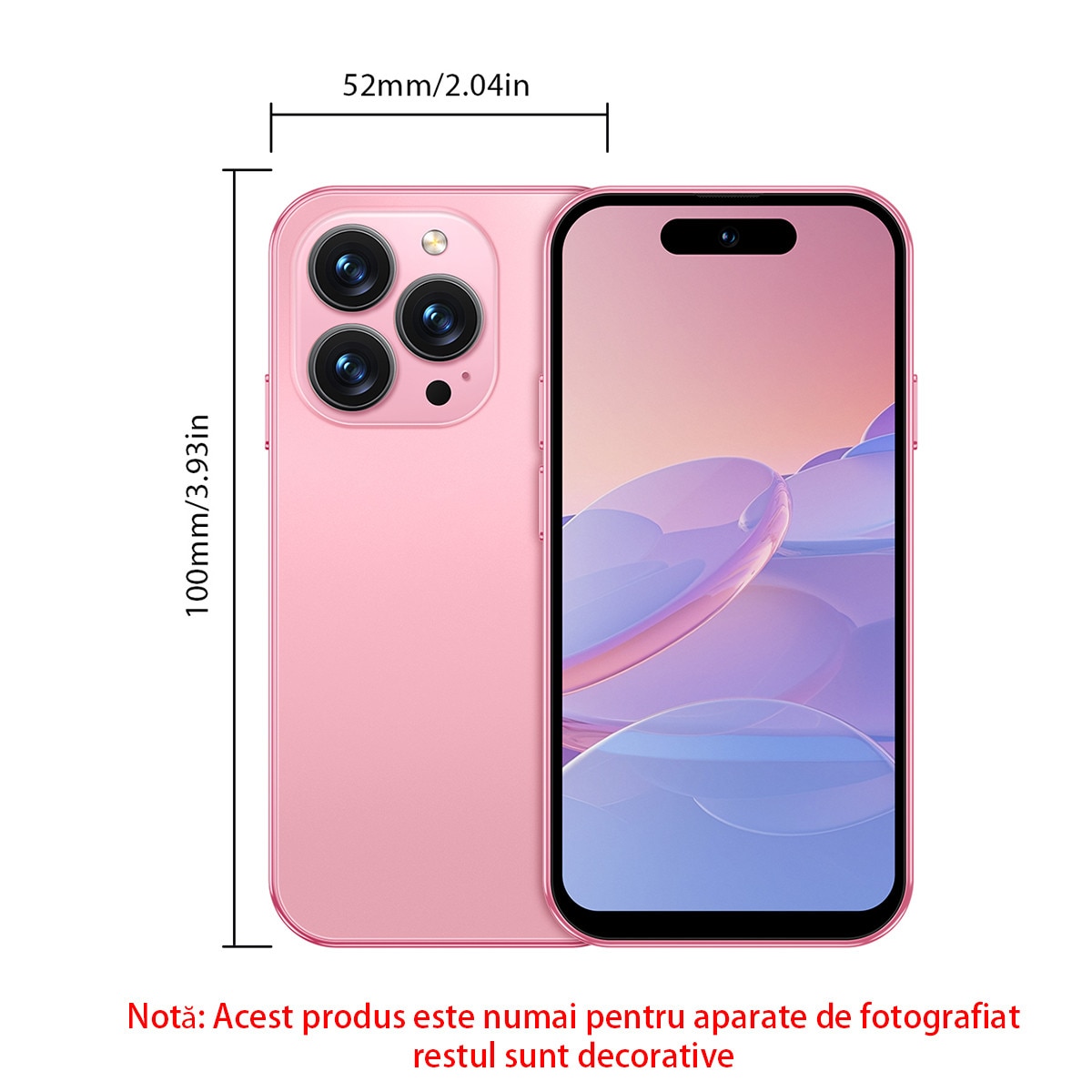 Mini Smartphone ONEMYTH M16 Pro Roz, Retea 3G, Ecran de 4.0 inch, 2GB RAM, 16GB ROM