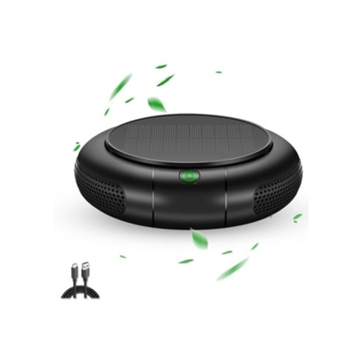 Purificator de aer cu baterie si panouri solare, 1200Mh, incarcare USB, pentru dormitor