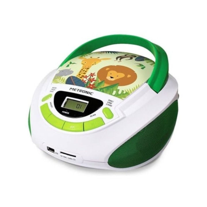 Rádió METRONIC Jungle, fehér/zöld, CD-MP3, SD kártya, USB