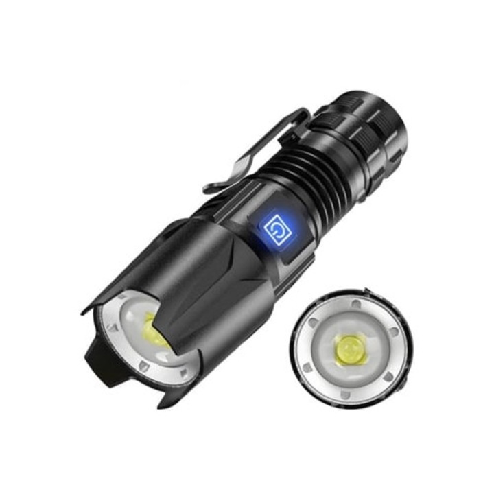 Тактически фенер 5000 лумена, водоустойчив, черен