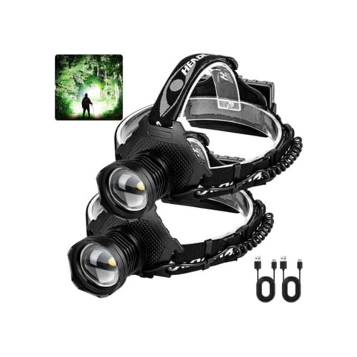 Акумулаторен фенер, 3000 лумена, 5 режима на осветяване, черен