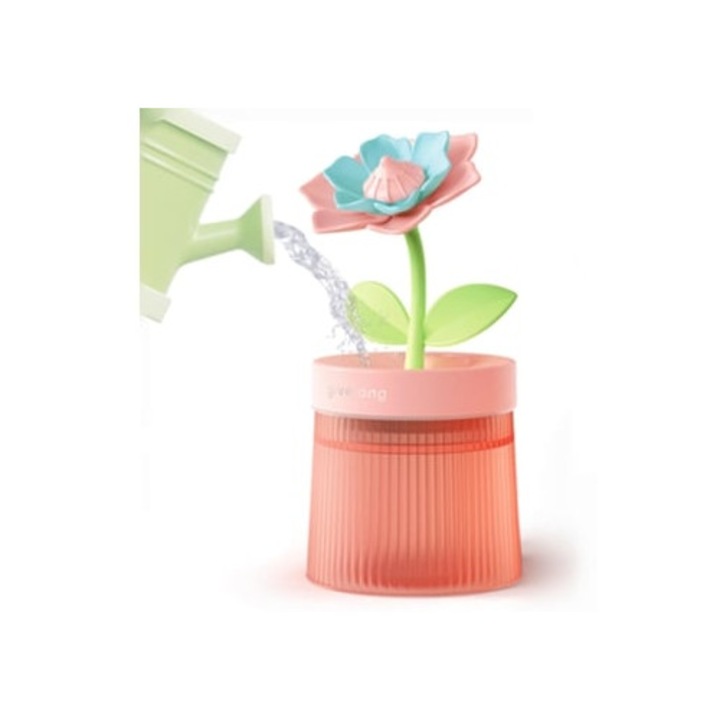 Mini párásító hálószobába, 260ml, virágokkal, 7 színű éjszakai fény, szett