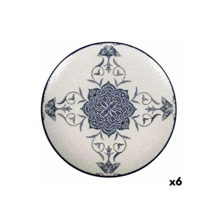 Farfurie Llano Rosetta, alb-albastru, porțelan