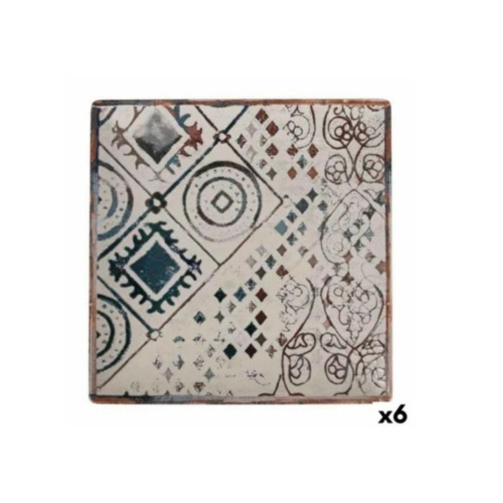 Tányérkészlet, Plato Llano LA MEDITERRANEA, porcelán, 24x24x2 cm, 6 darab