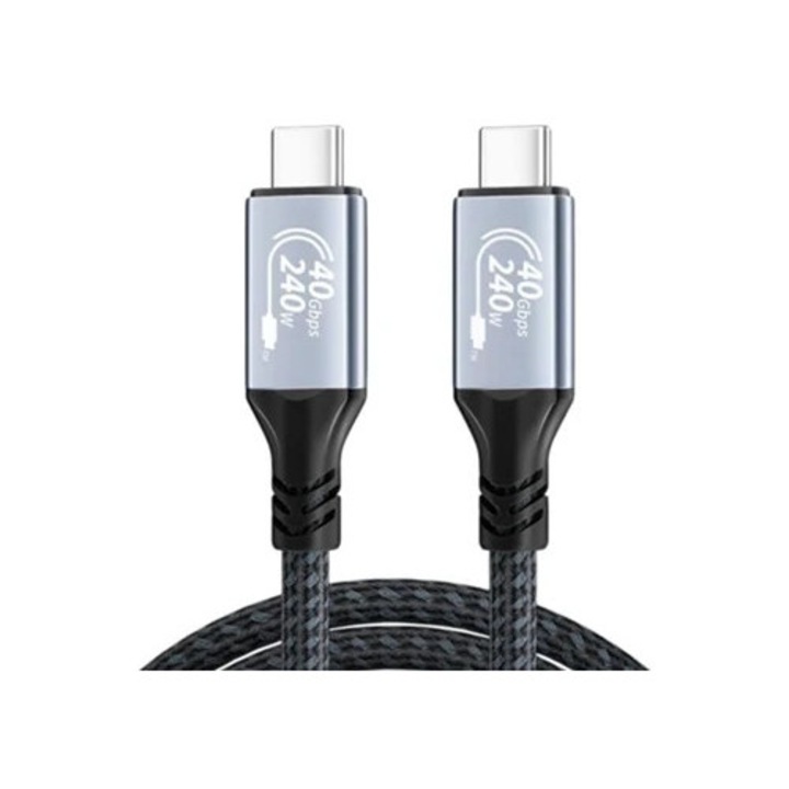 USB-C 40Gbps Thunderbolt 3 kábel eGPU-hoz, 1.5m, fekete