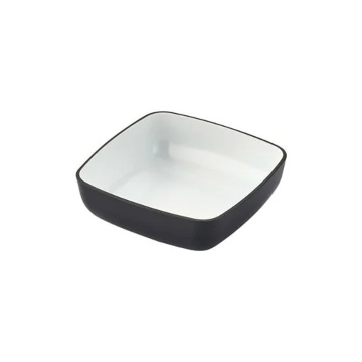 Négyzet alakú melamin tál, fekete/fehér, 13x13x4 cm
