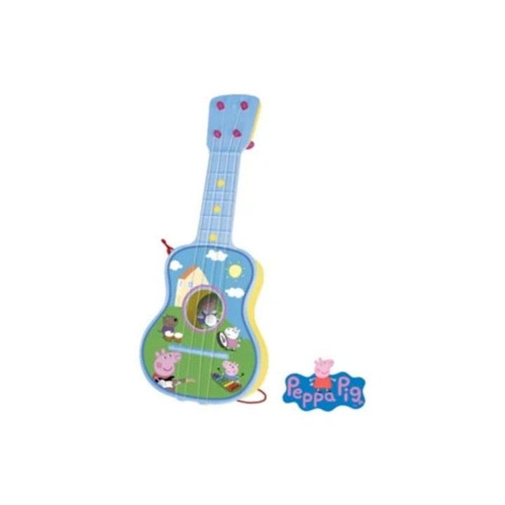 Peppa Pig kék gyermekgitár, játék hangszer, ajánlott minimális életkor 3 év