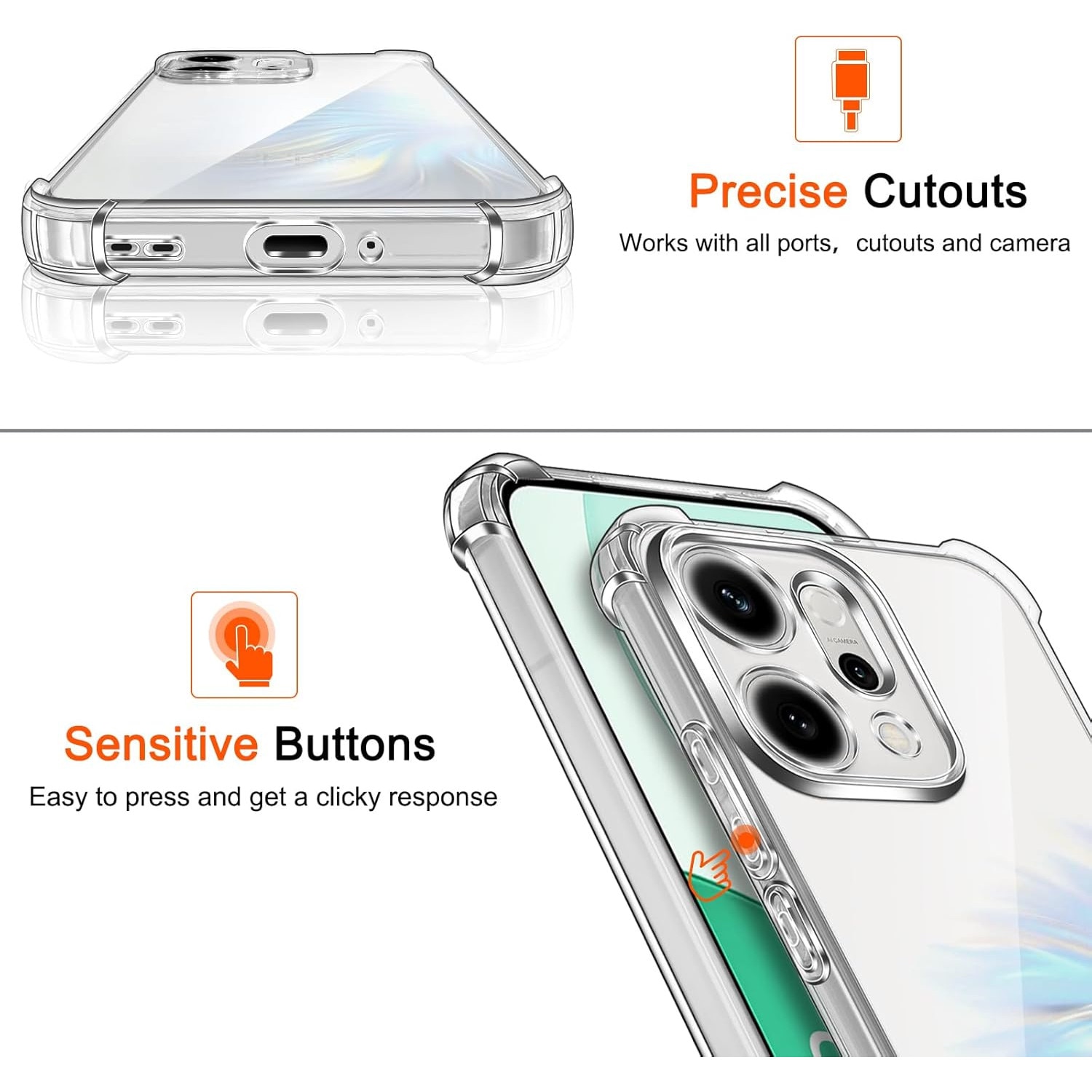 Husa pentru Oppo Reno 14 5G Slim Anti-Shock 1.5mm reinforced 4 corners Transparent