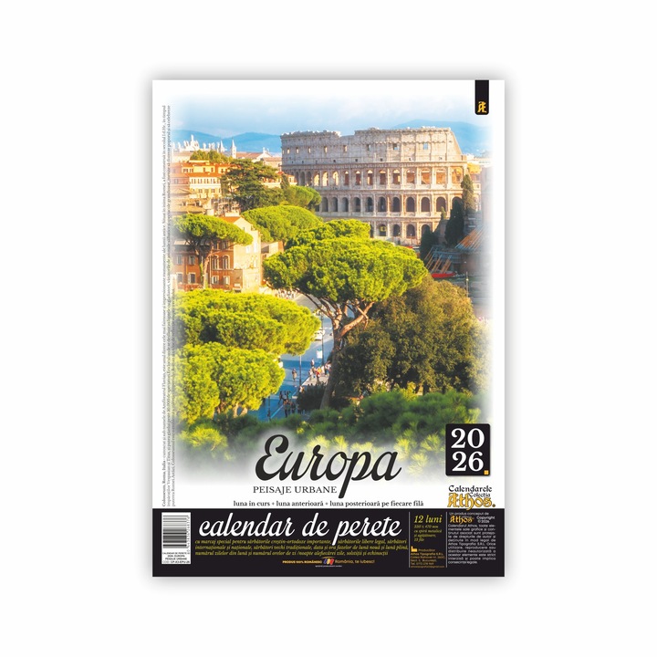 Calendar de perete 2026, peisaje urbane, 33x47cm, 13 file