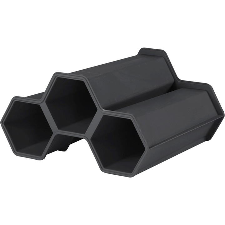 Suport sticle Eda, Raft modular, 3 sticle, antracit, 34x31x18.5cm