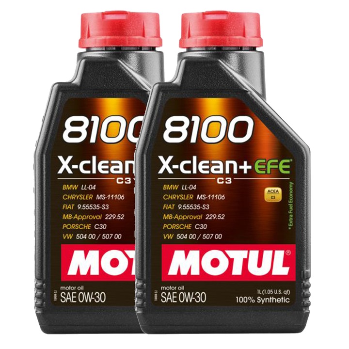 Pachet 2 litri Ulei Motul 8100 X-Clean+ EFE 0W30