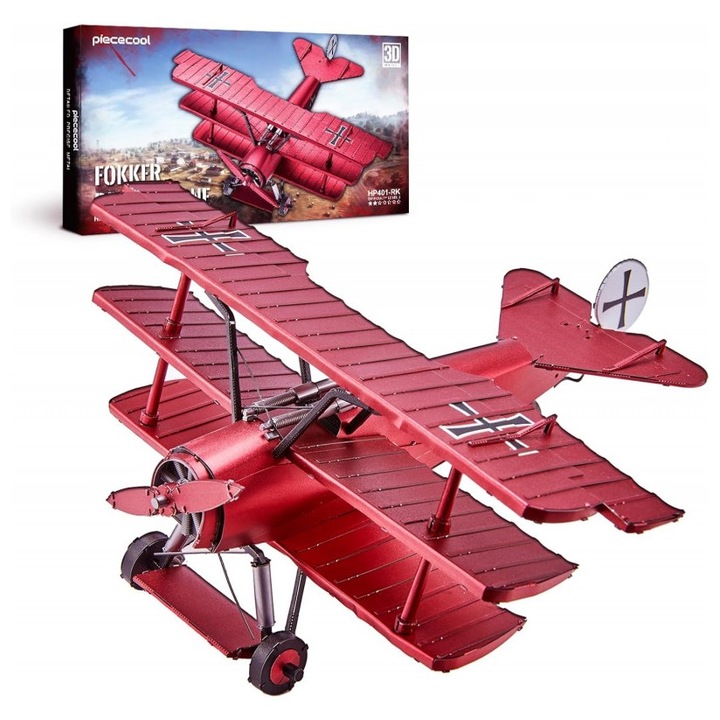 3D пъзел, FOKKER DR-I TRIPLANE самолет, Piececool, метал, 162 части