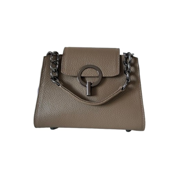 Geanta femei Zea Mini Posh piele naturala taupe, 25x17x9cm