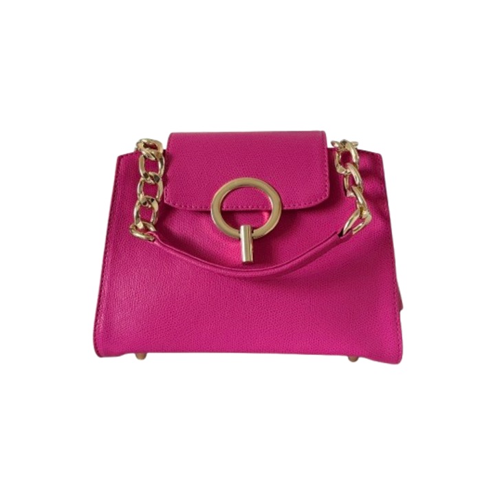 Geanta femei Zea Mini Posh, piele naturala fuxia, dimensiuni 25x17x9cm, design minimalist
