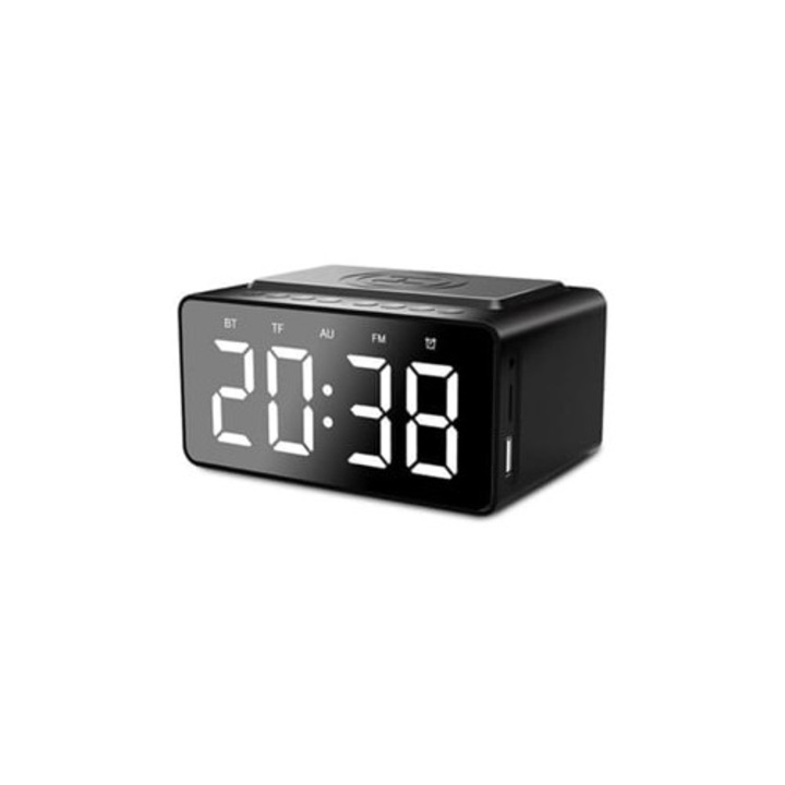 Radio cu ceas digital Quenty, Bluetooth, alarma dubla, incarcator de telefon
