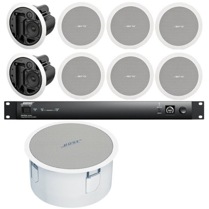 Sistem audio comercial Bose cu 8 boxe tavan FS2C, subwoofer, 320W, alb, set