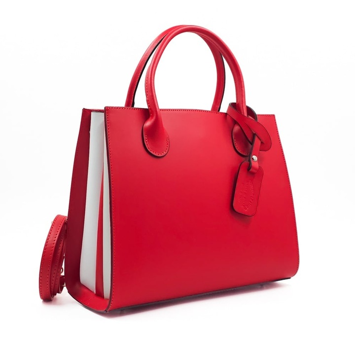 Poseta Piele Sophie - Rosu, Geanta Office din Piele Naturala, Geanta, Genti