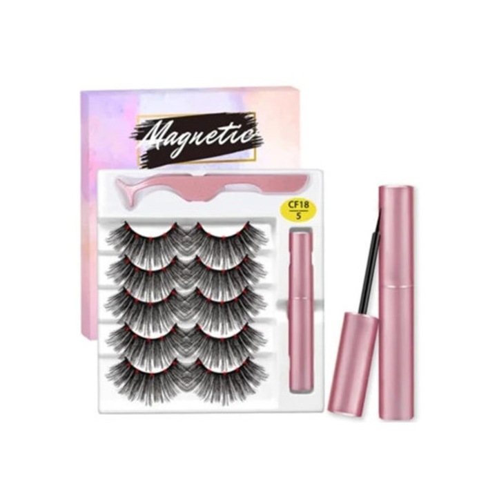 Gene false 5D roz, set de gene pufoase pentru un stil jucaus si dramatic.