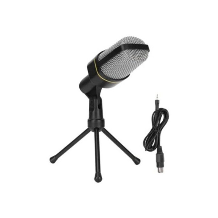 Професионален кондензаторен микрофон със статив за излъчвания и конференции, многоцветен