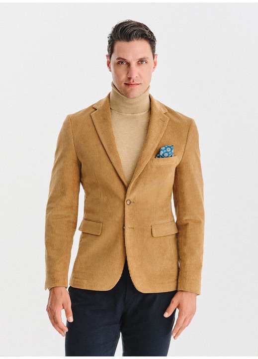 Sacou barbatesc bej din catifea reiata Pako Lorente, Bej
