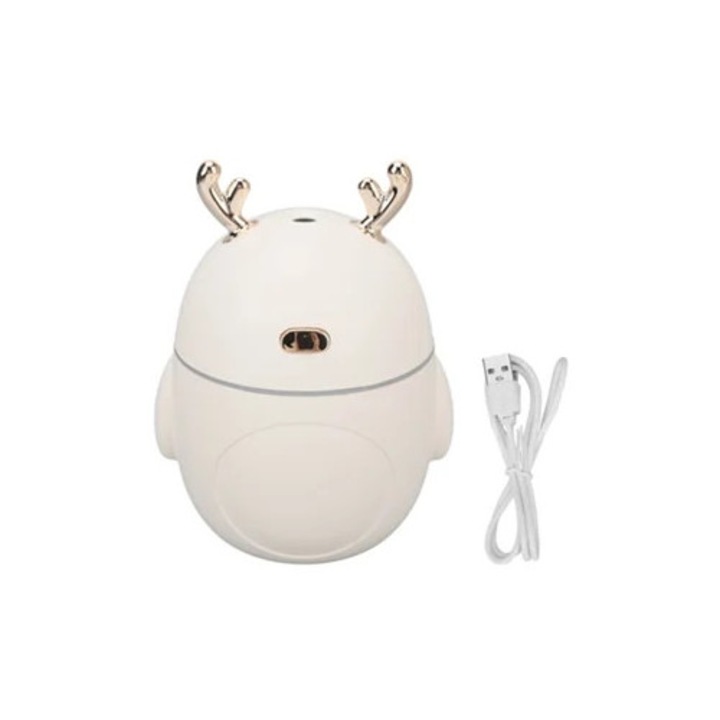 Mini párásító, 320ml, hangulatvilágítás, automata kikapcsolás, fehér