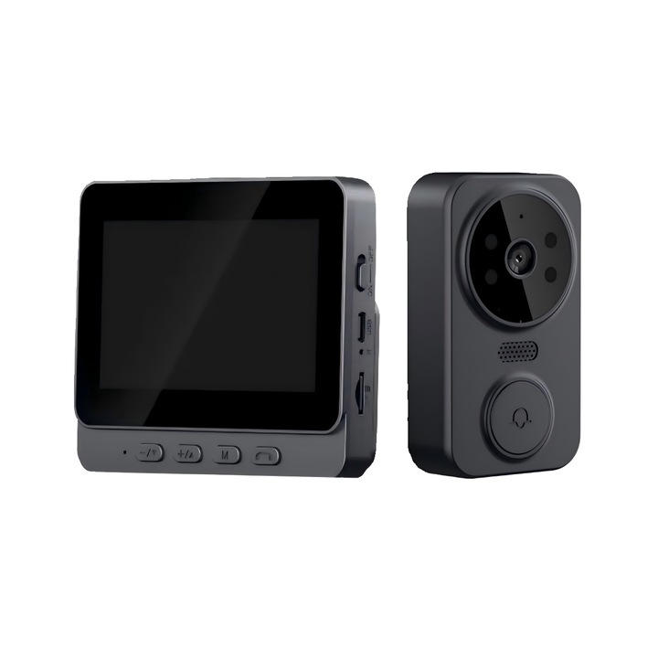 Sonerie video fara fir wireless exterior cu monitor, Bluvista®, comunicare bidirectionala, captura imagine la apasarea soneriei, vedere pe timp de noapte, conexiune prin bluetooth, imagine HD, autonomie mare, rezistenta la apa IP65, montare usoara