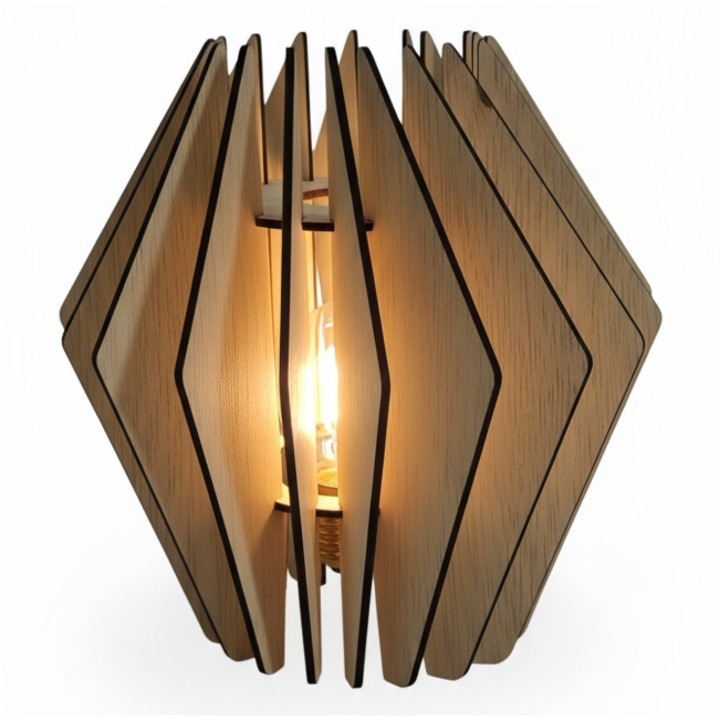 Lampa decorativa din lemn cu design geometric