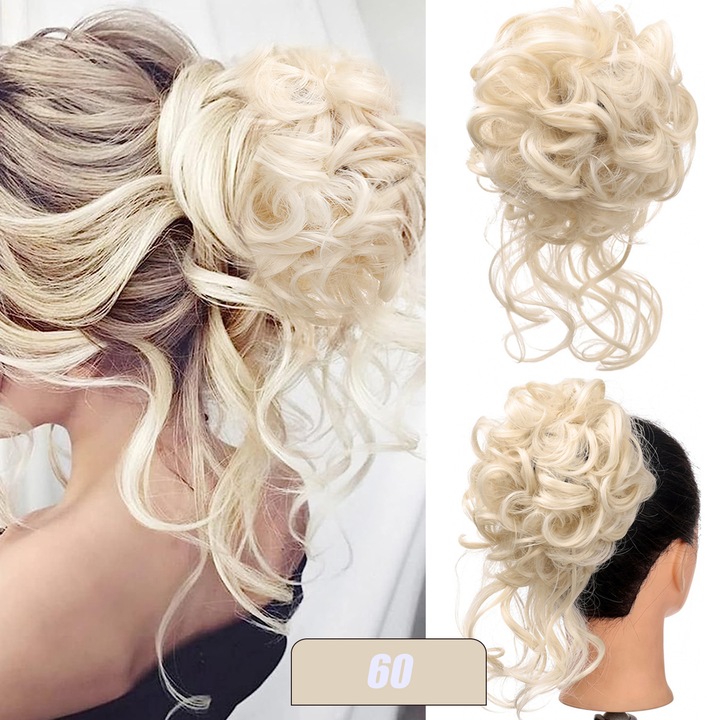 Accesorii par set extensii sintetice pentru coafuri, voluminoase, 4 culori, dimensiune ajustabila