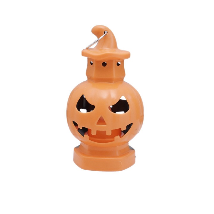 Lanternă portabilă Halloween dovleac, plastic PP, 12, 5 cm, set cu iluminare electronică