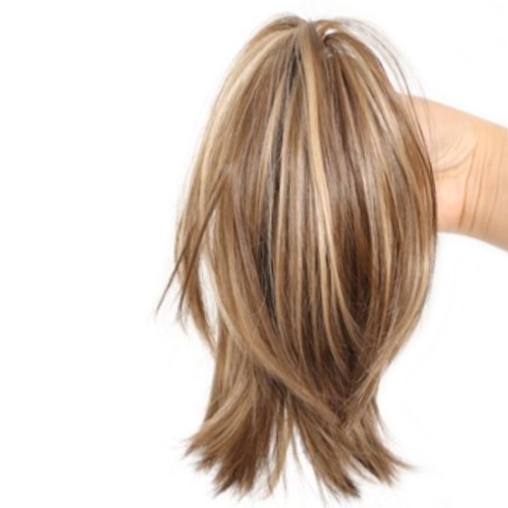 Piesa de par pentru femei, extensie sintetica, baza portabila cu clipsuri, potrivita pentru parul subtire, culoare naturala
