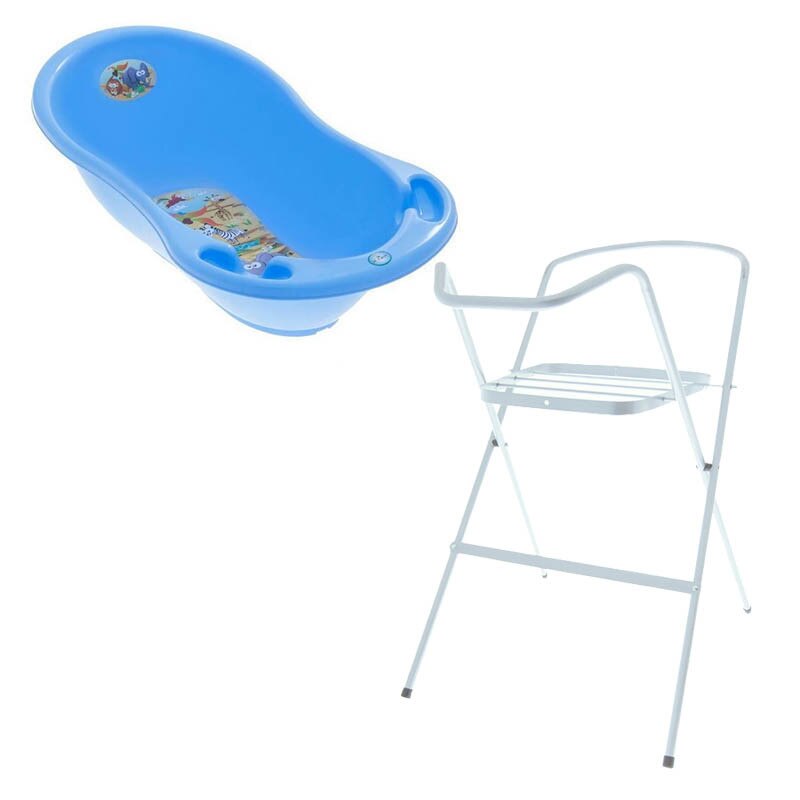 Set cadita 102 cm Safari Albastru + Suport metalic cadita