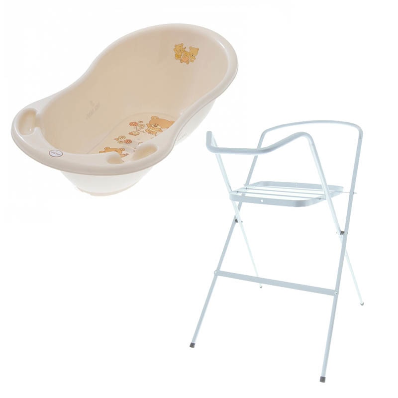 Set cadita 102 cm Bear Alb + Suport metalic cadita