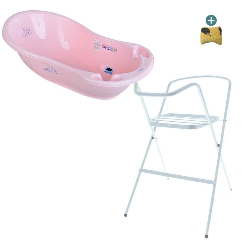 Set cadita 102 cm Bunny Roz + Suport metalic cadita + Cadou burete baie
